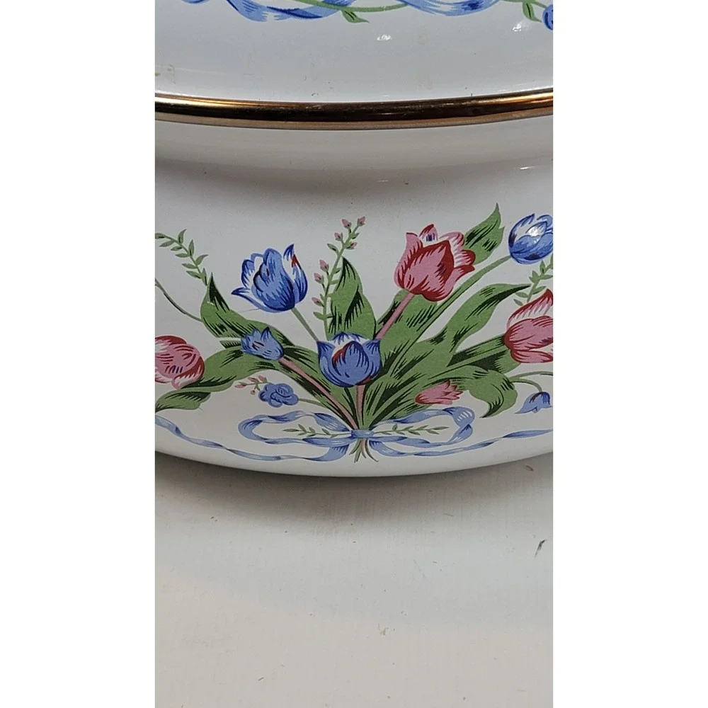 Lincoware Enamelware Brass Tulip French Fleur Dutch Oven 2 Qt